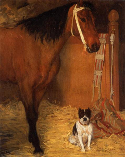 At the Stables, Horse and Dog Edgar Degas